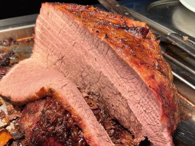 Roast beef from the Sunday carvery, sliced and ready to carve